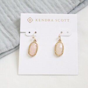 Kendra Scott Lee Gold Drop Earrings Rose Quartz